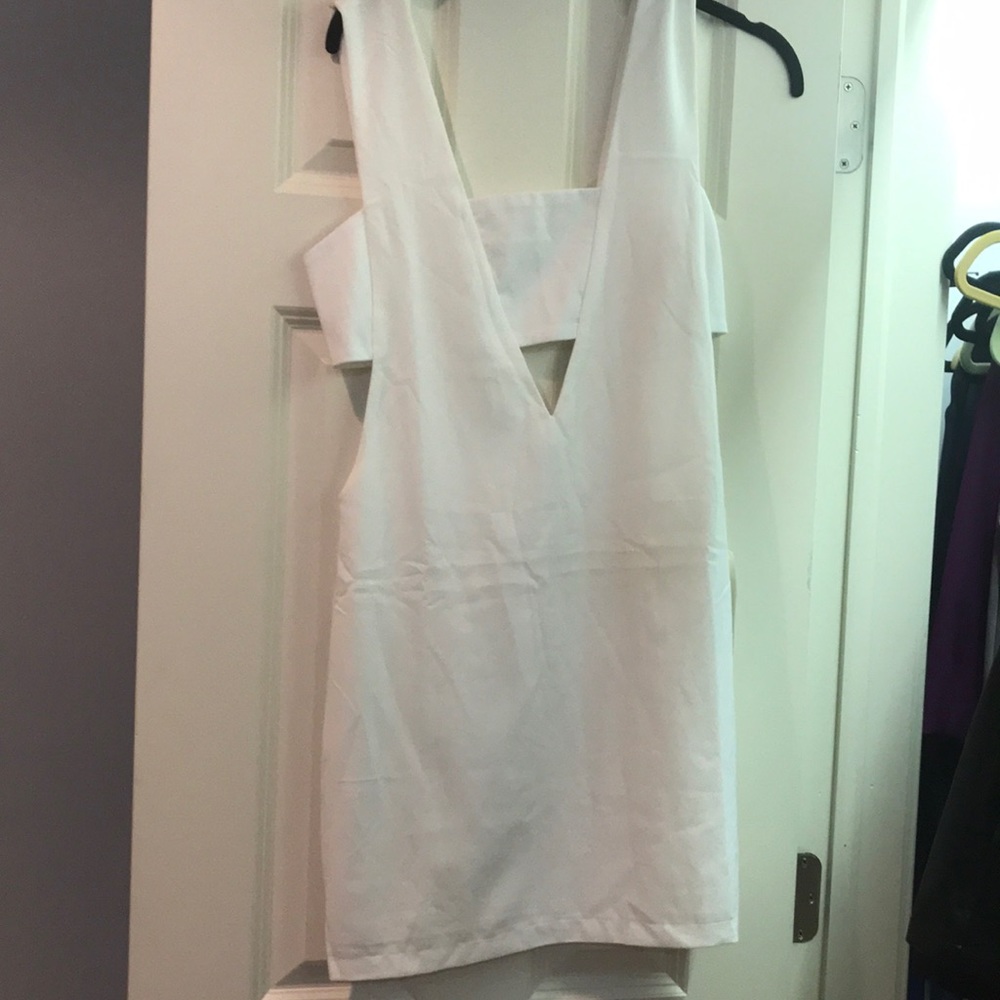 White tobi cut out dress